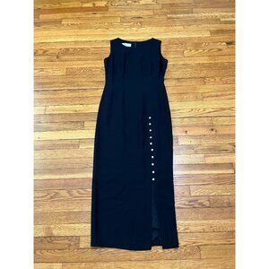 Evan Picone Black Evening Dress Sleeveless Button Side Gown Women's Size 6